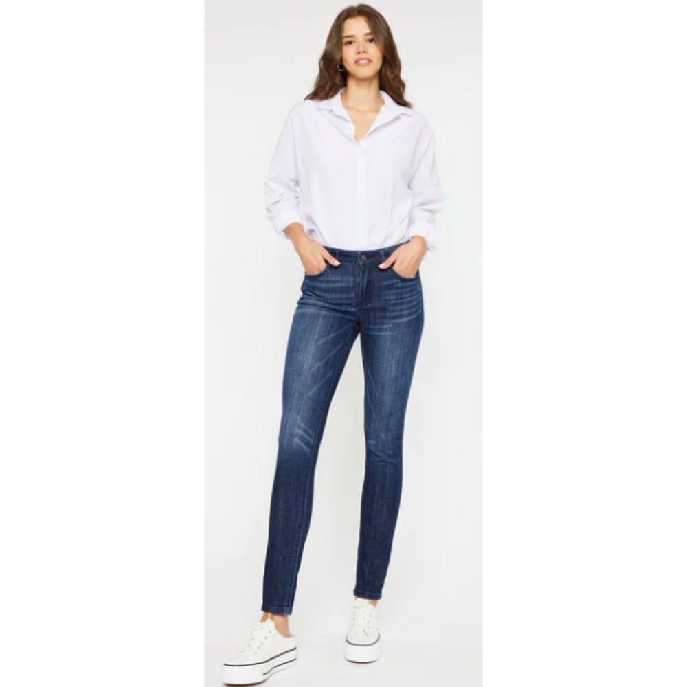Kancan Jeans Size 7/27 Ashlyn Mid Rise Skinny Ankle Dark Wash Blue